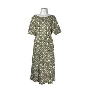 Croft & Barrow Olive Midi Dress Large Short Sleeve Stretch Business Casual Event